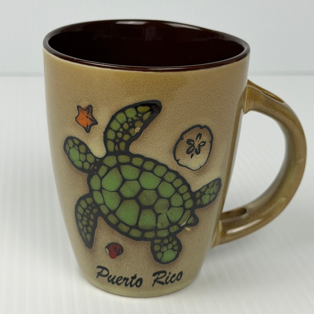 agiftcorp Mug Unisex OS Tan Puerto Rico Sea Turtle Souvenir Glazed Ceramic